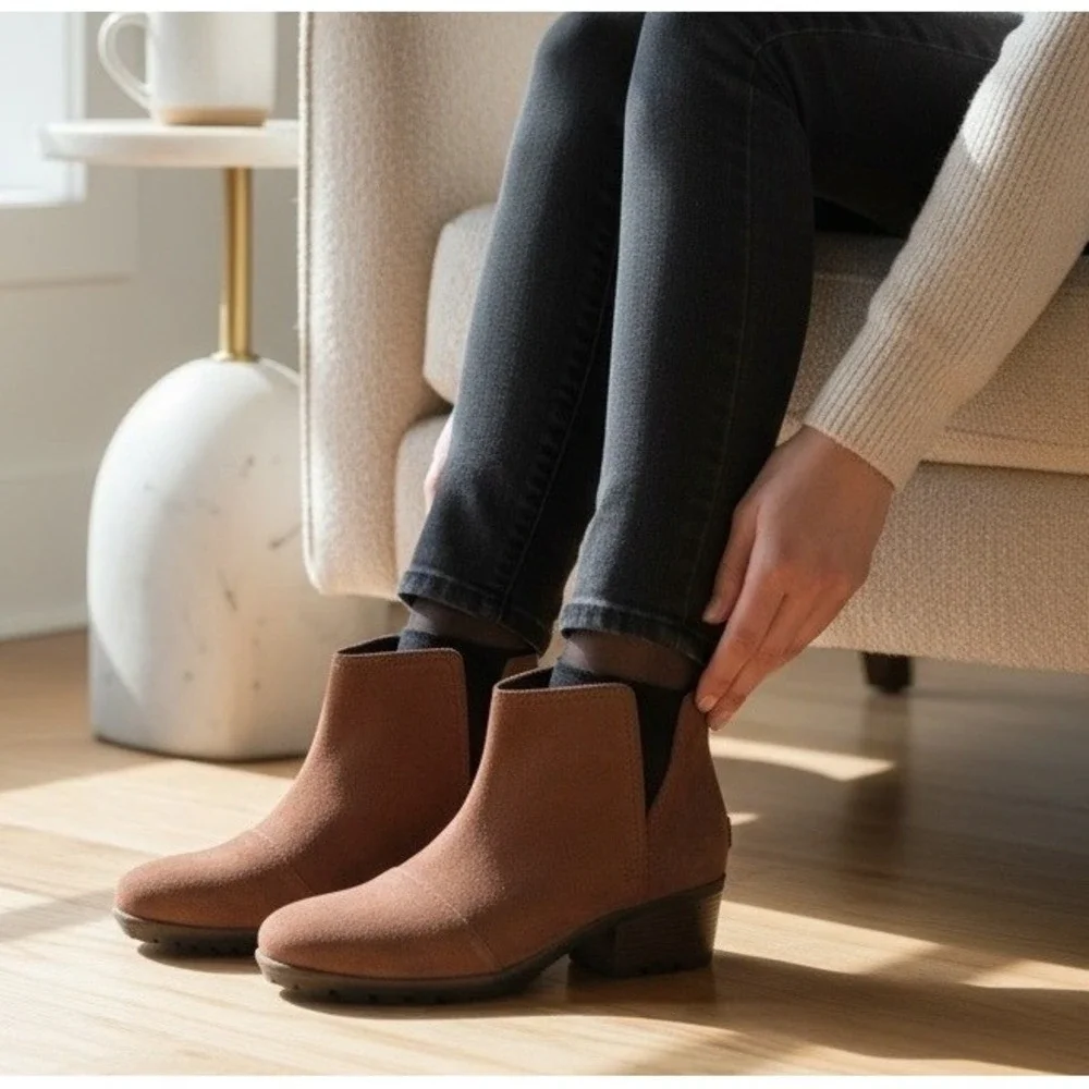 Sorel Cate Cutout Suede Ankle Bootie Burro Waterproof Women's‎ US 8.5 Boho NEW